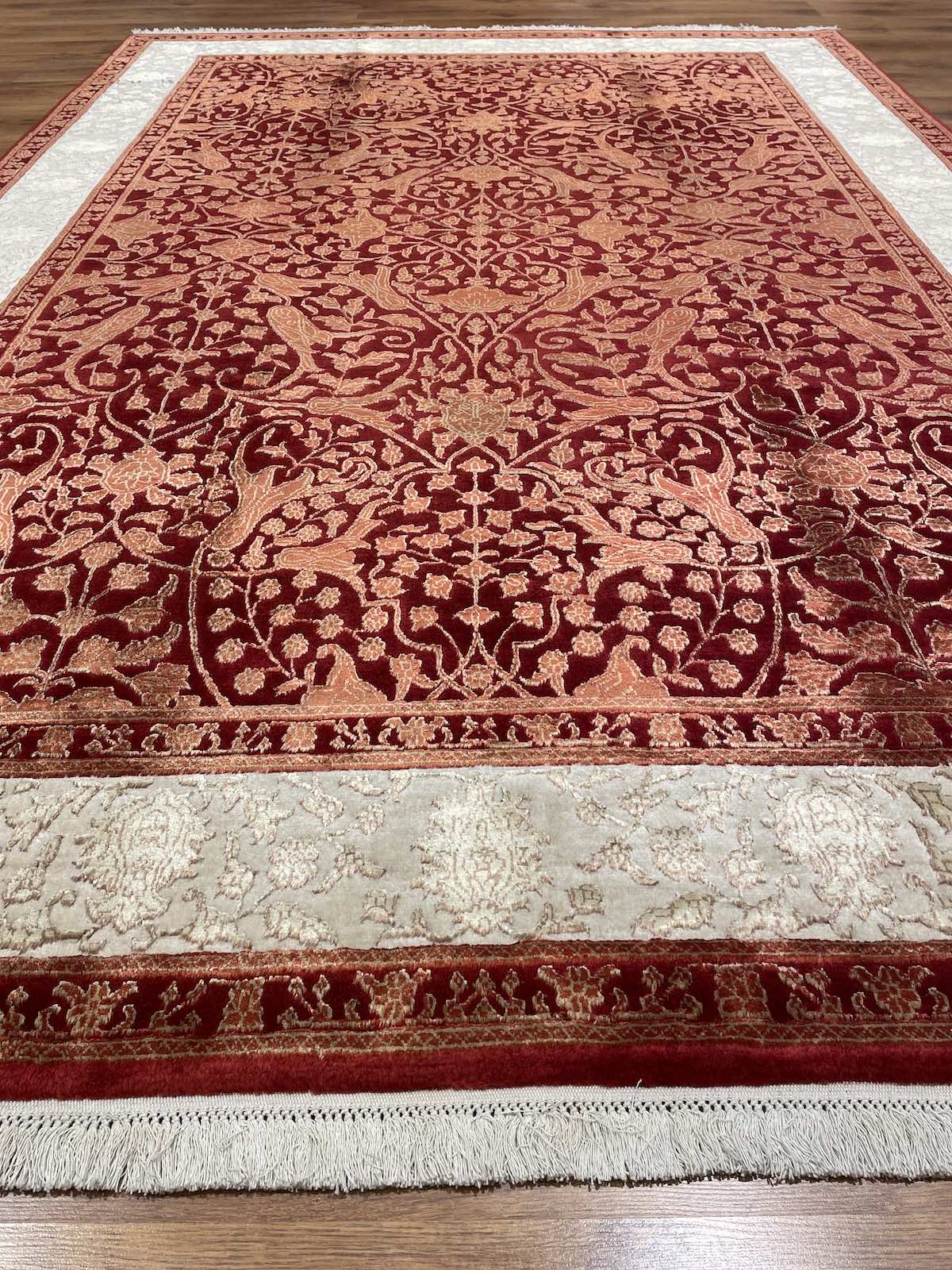 Pelas Silk-Blend Usak Handwoven Rug – 036622 by Camel Carpet