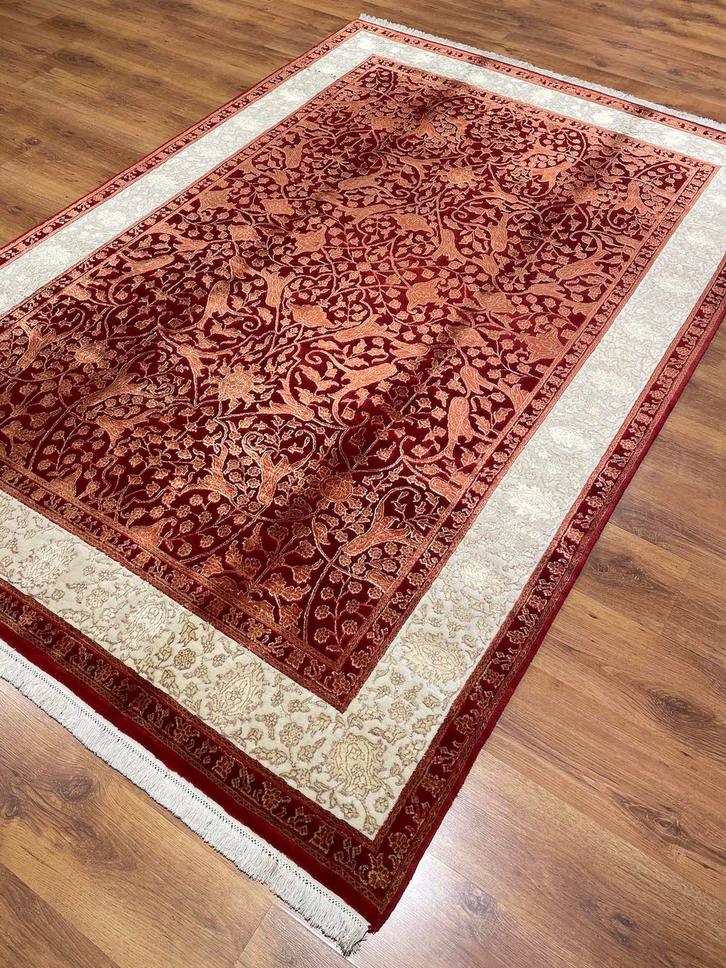 Pelas Silk-Blend Usak Handwoven Rug – 036622 by Camel Carpet