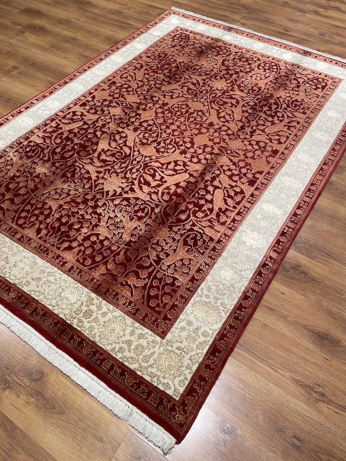Pelas Silk-Blend Usak Handwoven Rug – 036622 by Camel Carpet