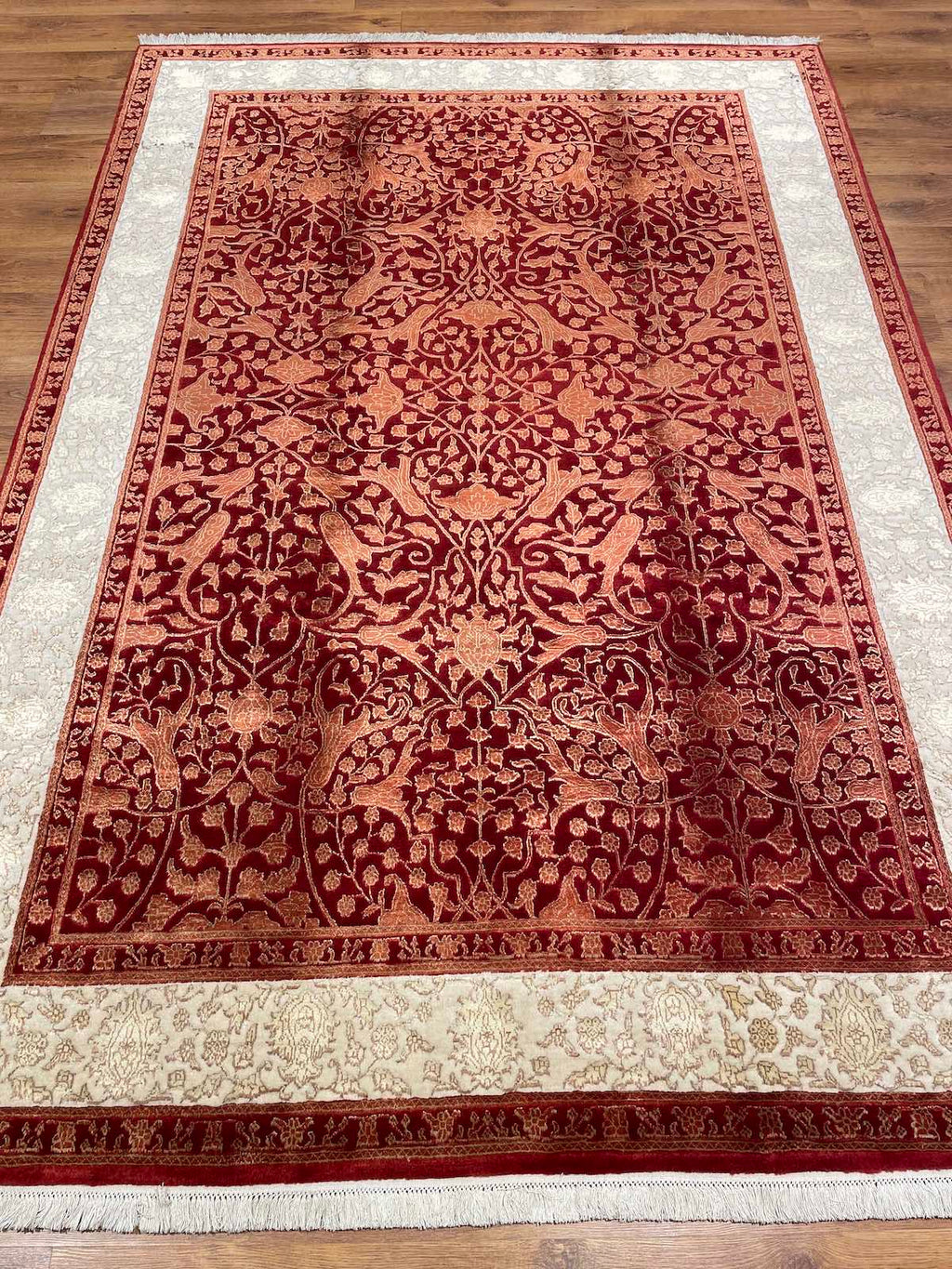 Pelas Silk-Blend Usak Handwoven Rug – 036622 by Camel Carpet