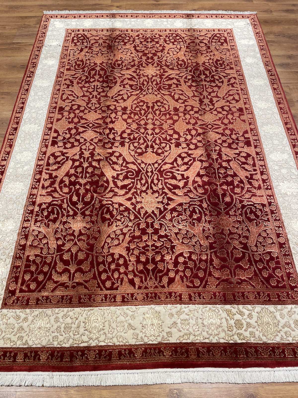 Pelas Silk-Blend Usak Handwoven Rug – 036622 by Camel Carpet