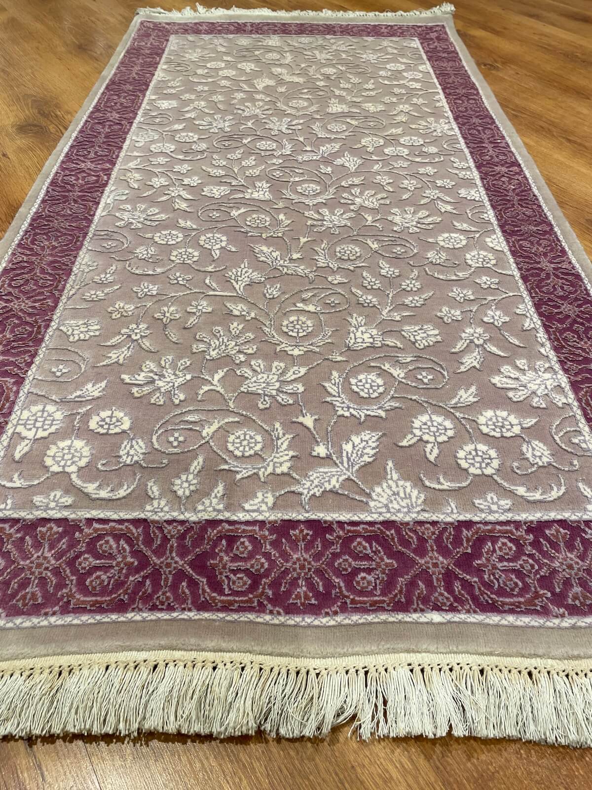 Pelas Silk-Blend Usak Handwoven Rug – 036653 by Camel Carpet