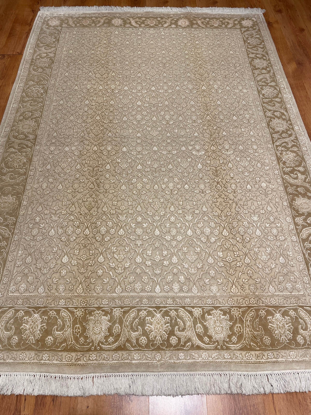 Pelas Silk-Blend Usak Handwoven Rug – 039287 by Camel Carpet