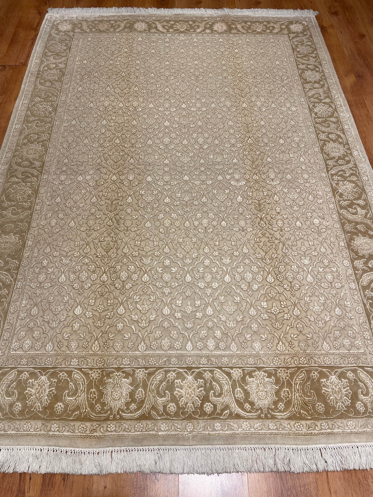 Pelas Silk-Blend Usak Handwoven Rug – 039287 by Camel Carpet