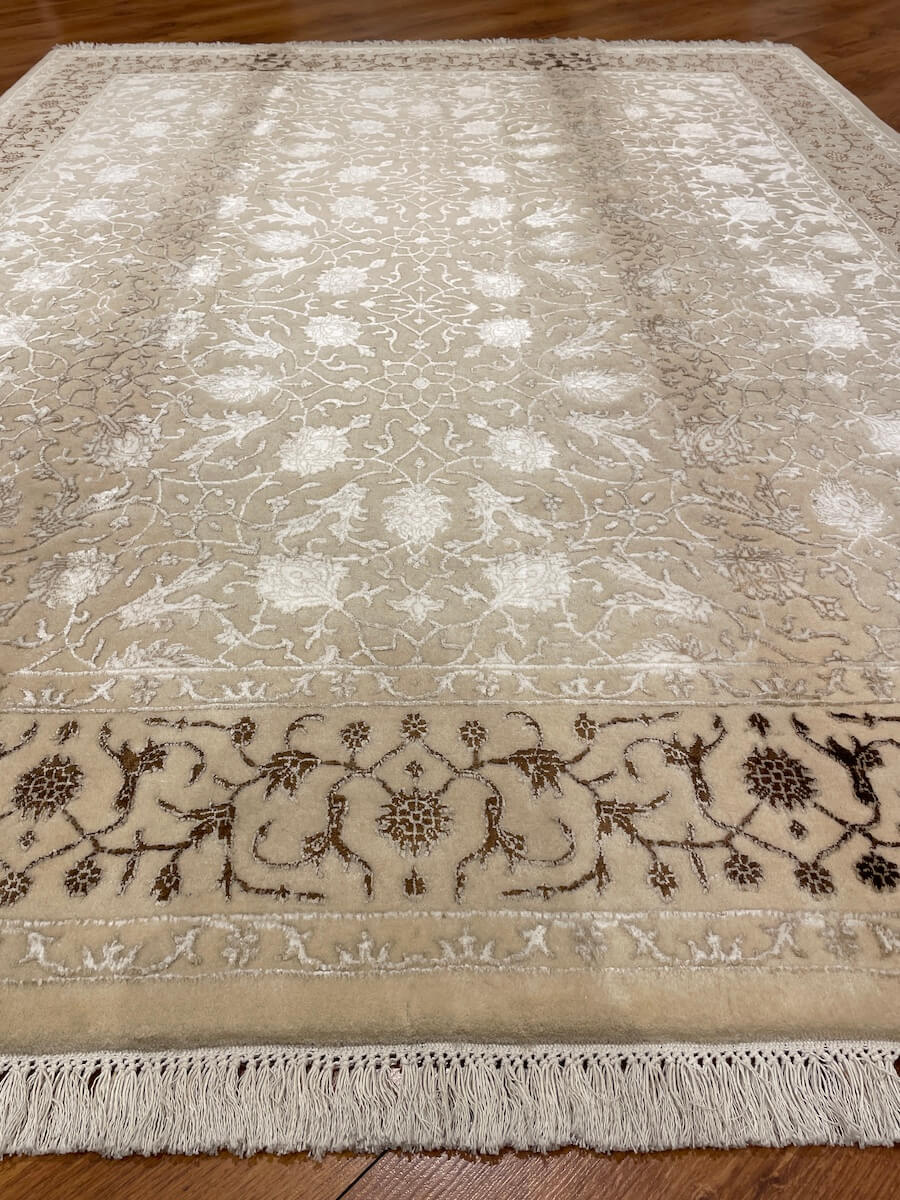Pelas Silk-Blend Usak Handwoven Rug – 047290 by Camel Carpet