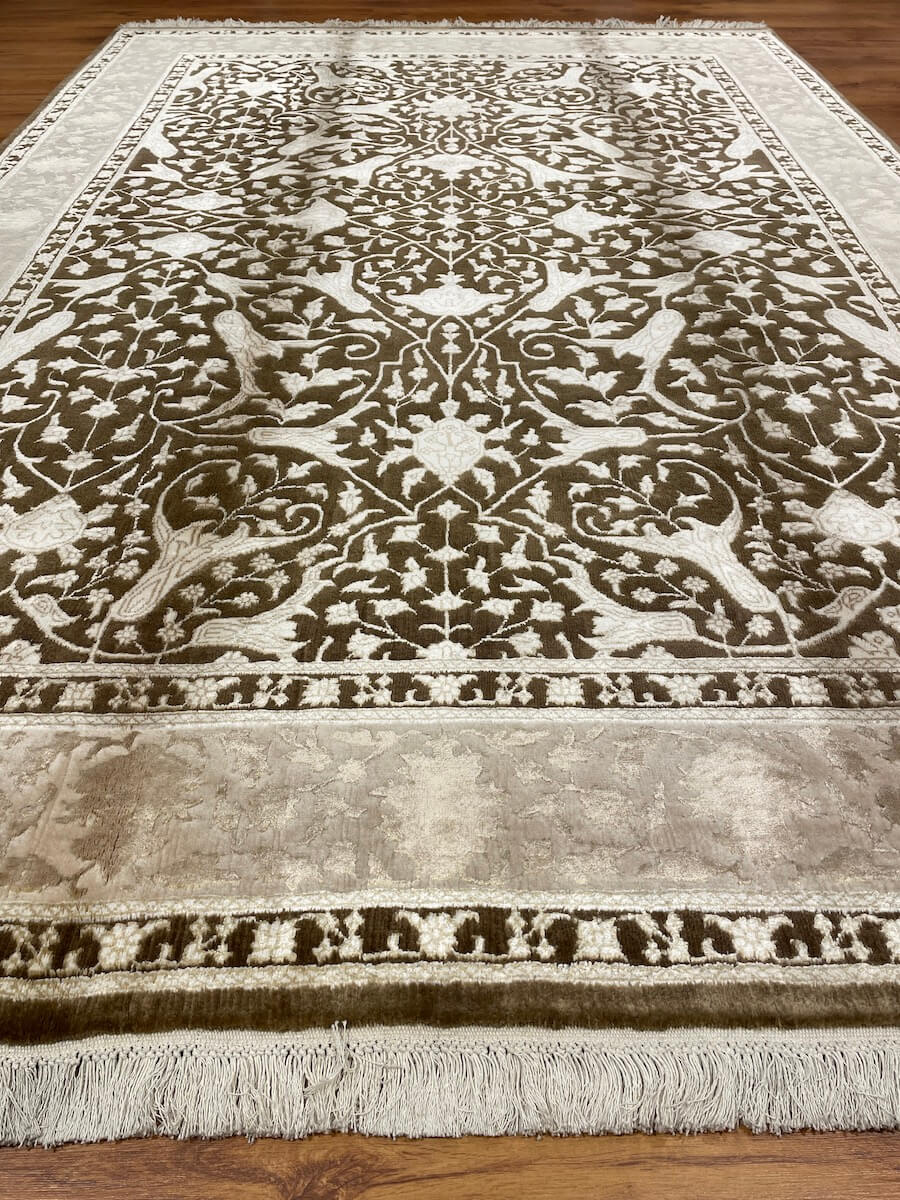 Pelas Silk-Blend Usak Handwoven Rug – 165X243 by Camel Carpet