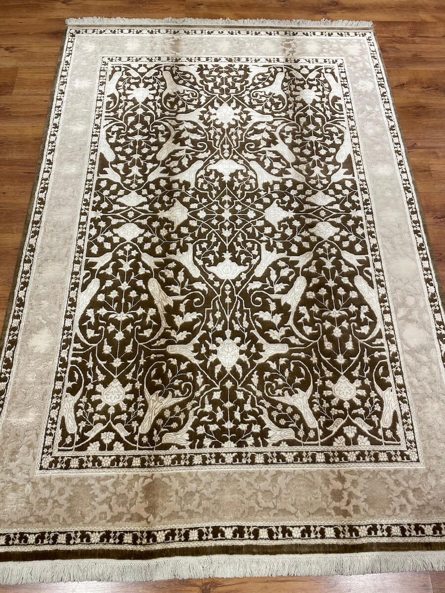 Pelas Silk-Blend Usak Handwoven Rug – 165X243 by Camel Carpet
