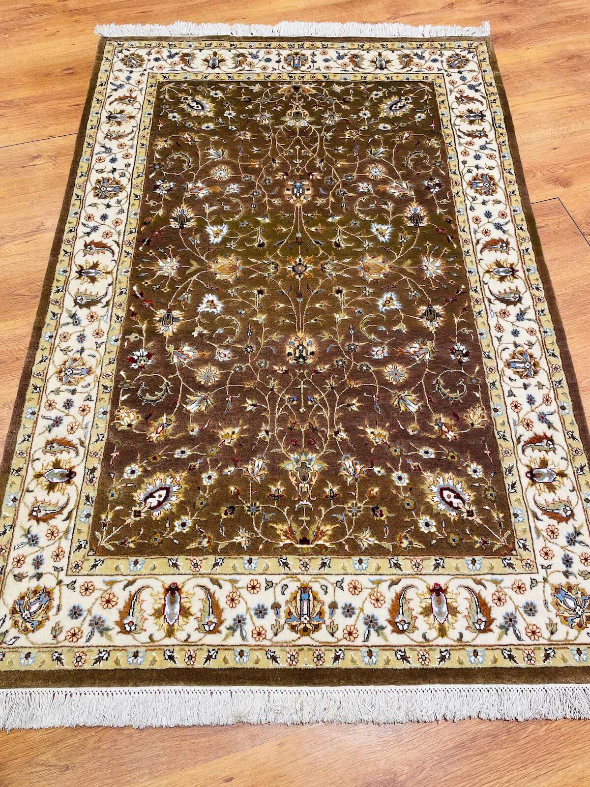 Pelas Silk-Blend Usak Handwoven Rug – 121X180 by Camel Carpet