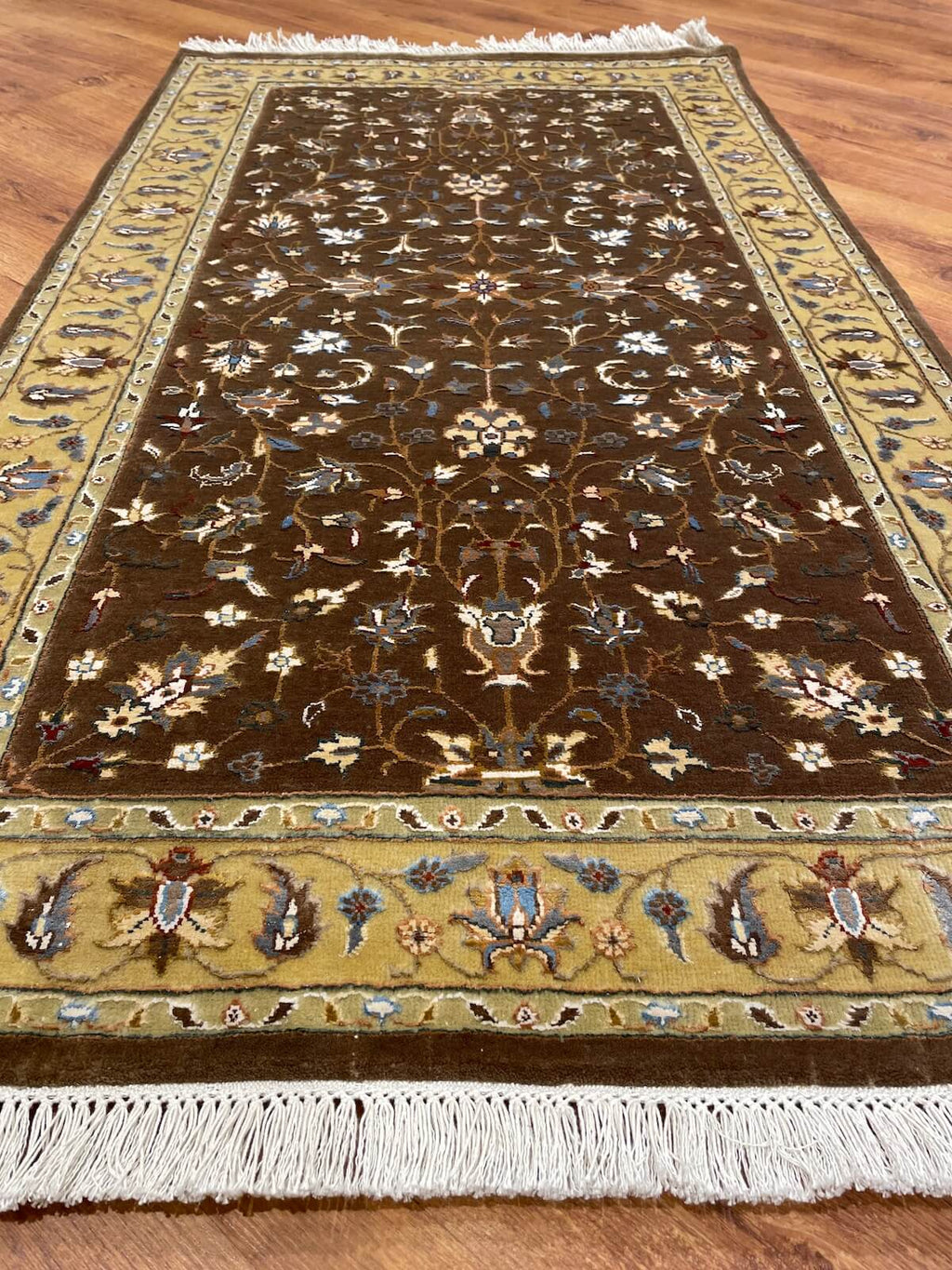 Pelas Silk-Blend Usak Handwoven Rug – 057594 by Camel Carpet