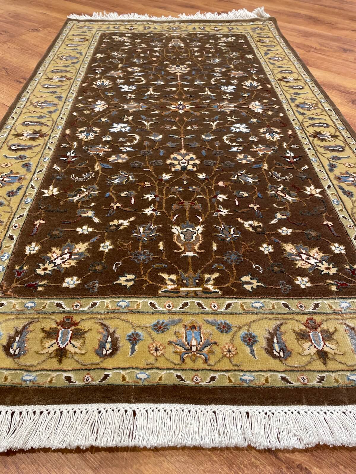 Pelas Silk-Blend Usak Handwoven Rug – 057594 by Camel Carpet