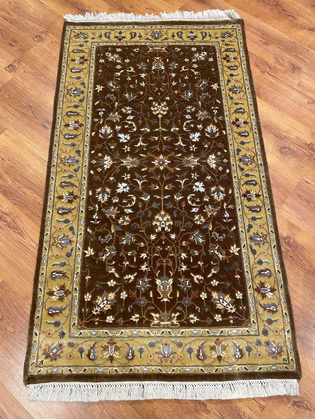 Pelas Silk-Blend Usak Handwoven Rug – 057594 by Camel Carpet