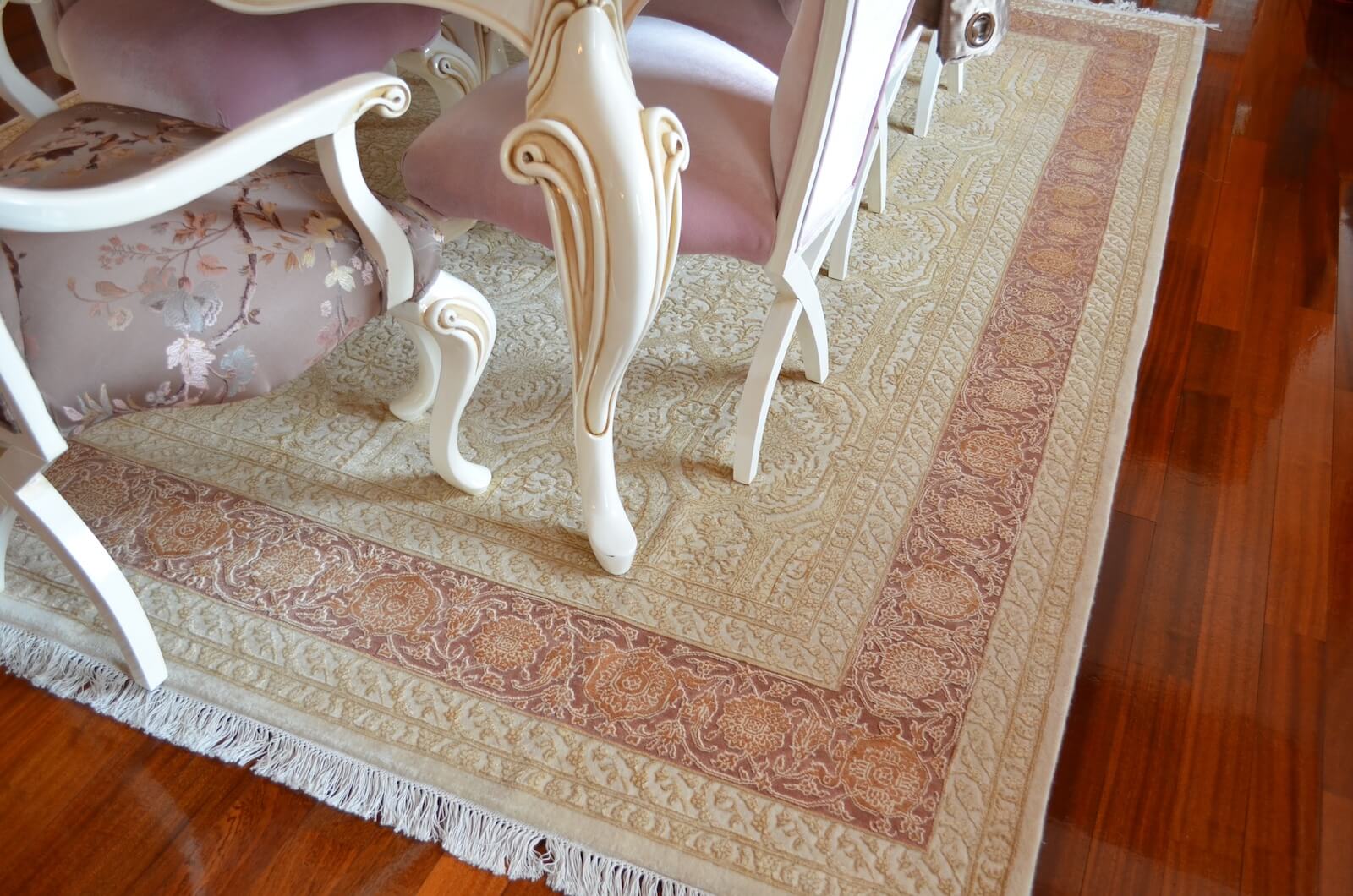 Pelas Silk-Blend Usak Handwoven Rug by Camel Carpet