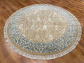 Pelas Silk-Blend Usak Handwoven Round Rug – 073856 by Camel Carpet
