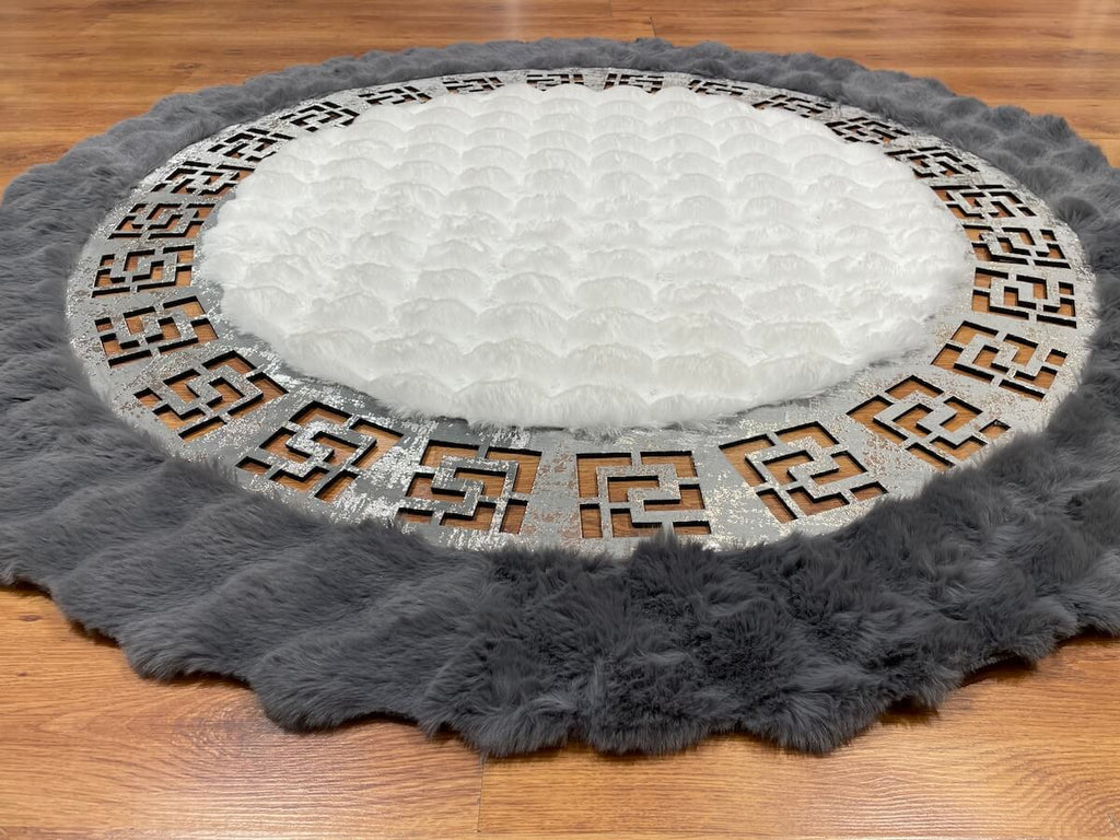 Lazer Kesim Antrasit Round Pelus Rug by Camel Carpet