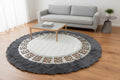 Lazer Kesim Antrasit Round Pelus Rug by Camel Carpet