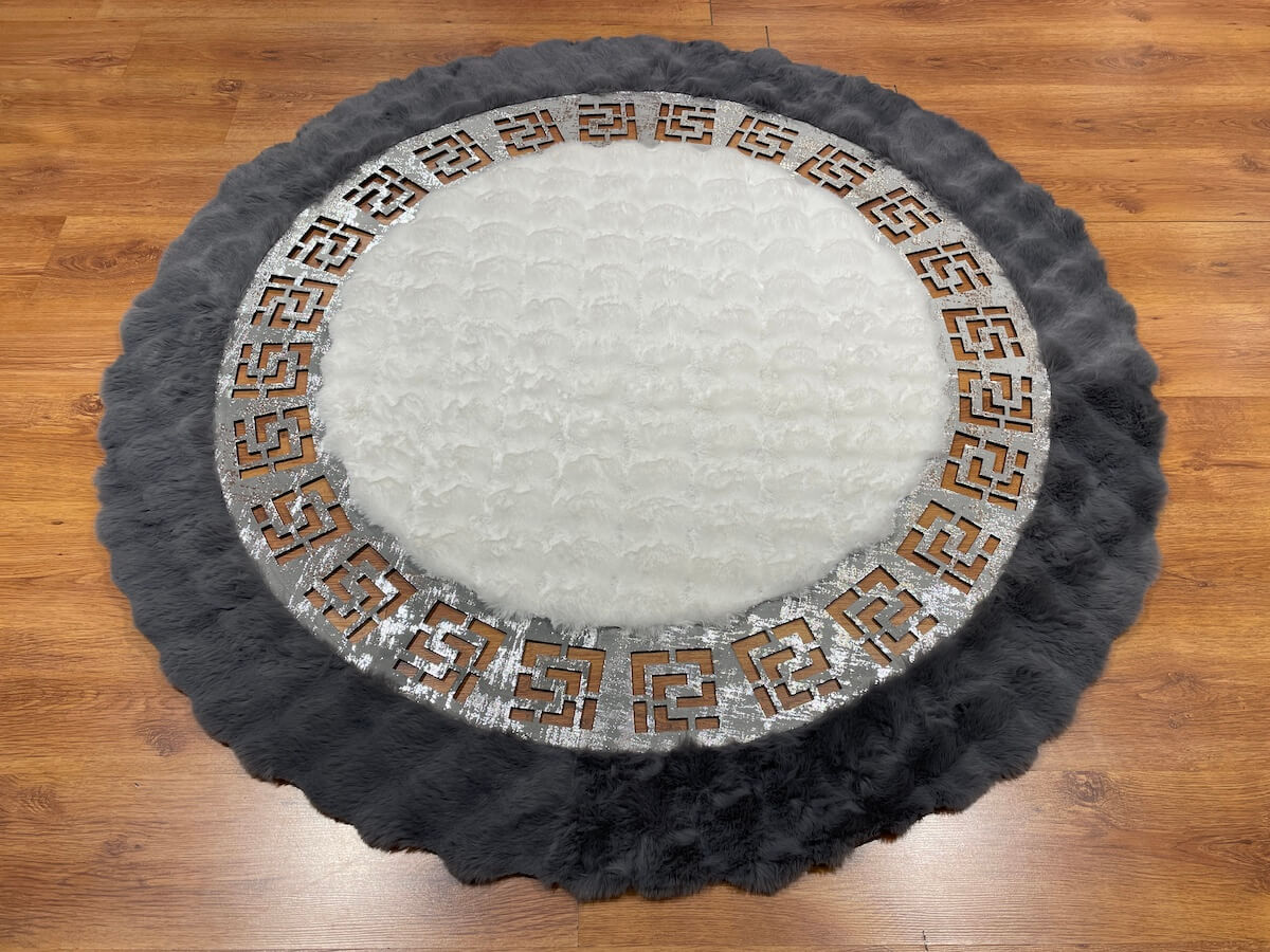 Lazer Kesim Antrasit Round Pelus Rug by Camel Carpet