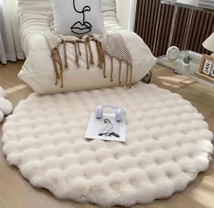 Bubble White Round Pelus Rug – 160X160 by Camel Carpet