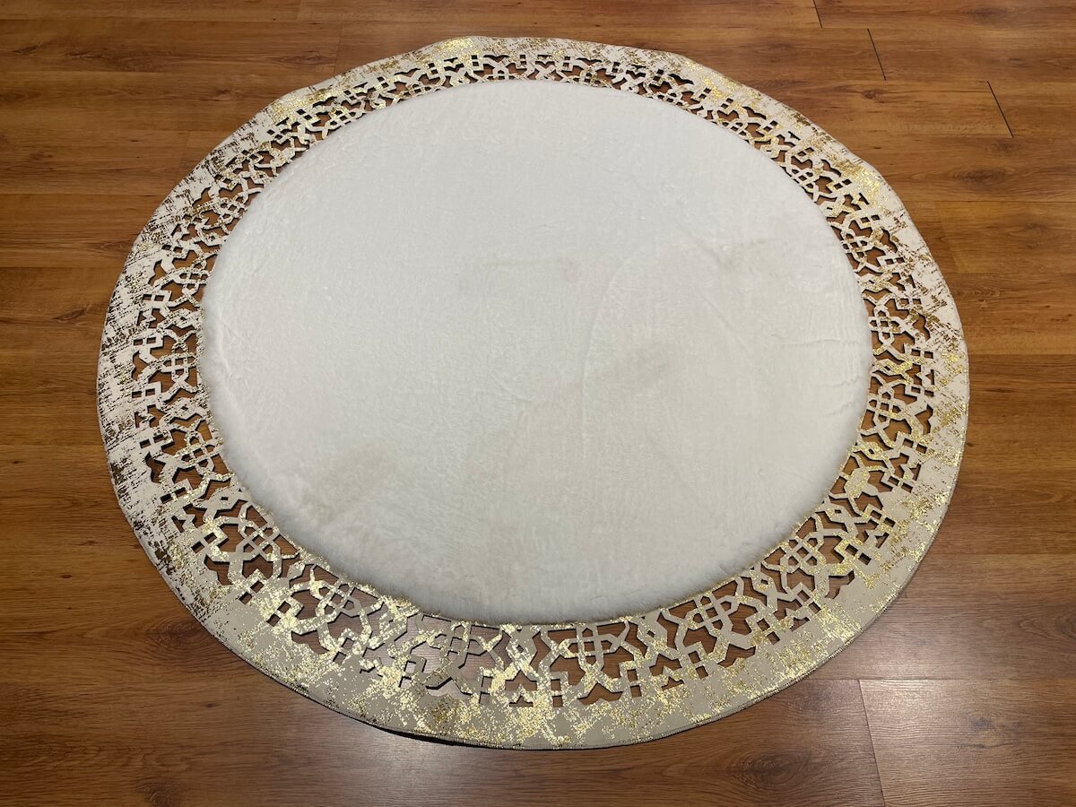 Lazer Kesim Gold Round Pelus Rug by Camel Carpet