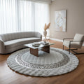 Lazer Kesim Gray Round Pelus Rug by Camel Carpet