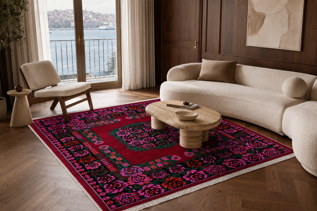 Gulhane Crimson Silk Rug