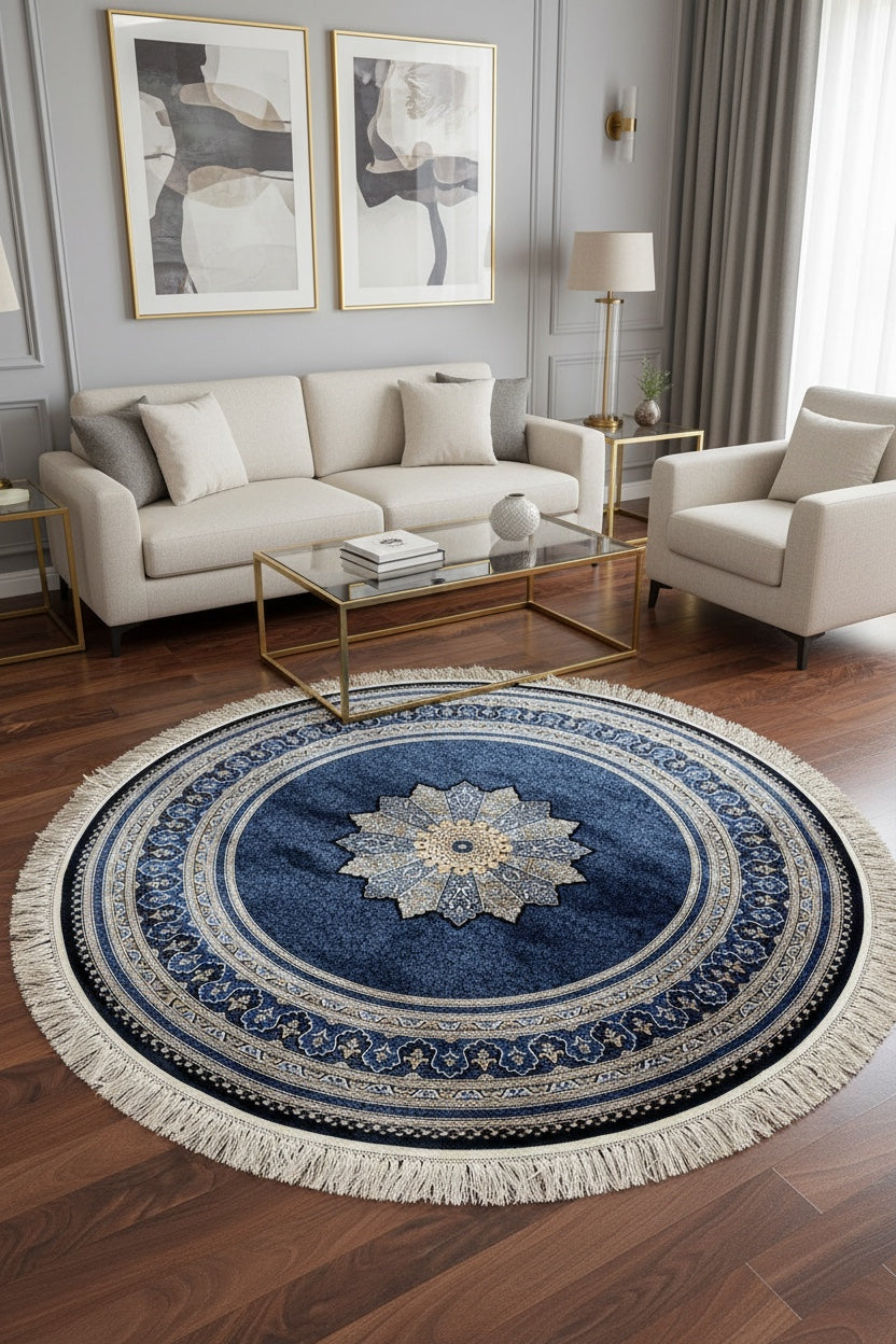 Quality Carpet Bamboo Rug Round – 9179A by Camel Carpet