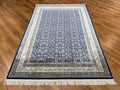 Quality Carpet Bamboo Rug 39758F White L.Navy by Camel Carpet