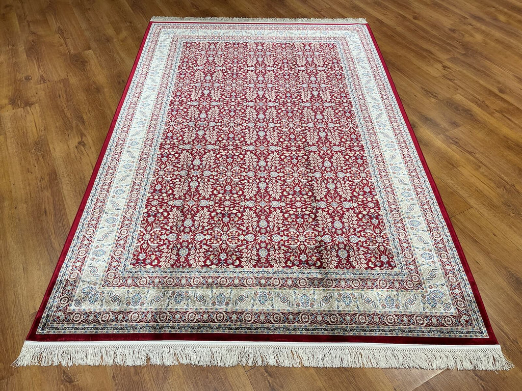 Quality Carpet Bamboo Rug 39758F Red White by Camel Carpet