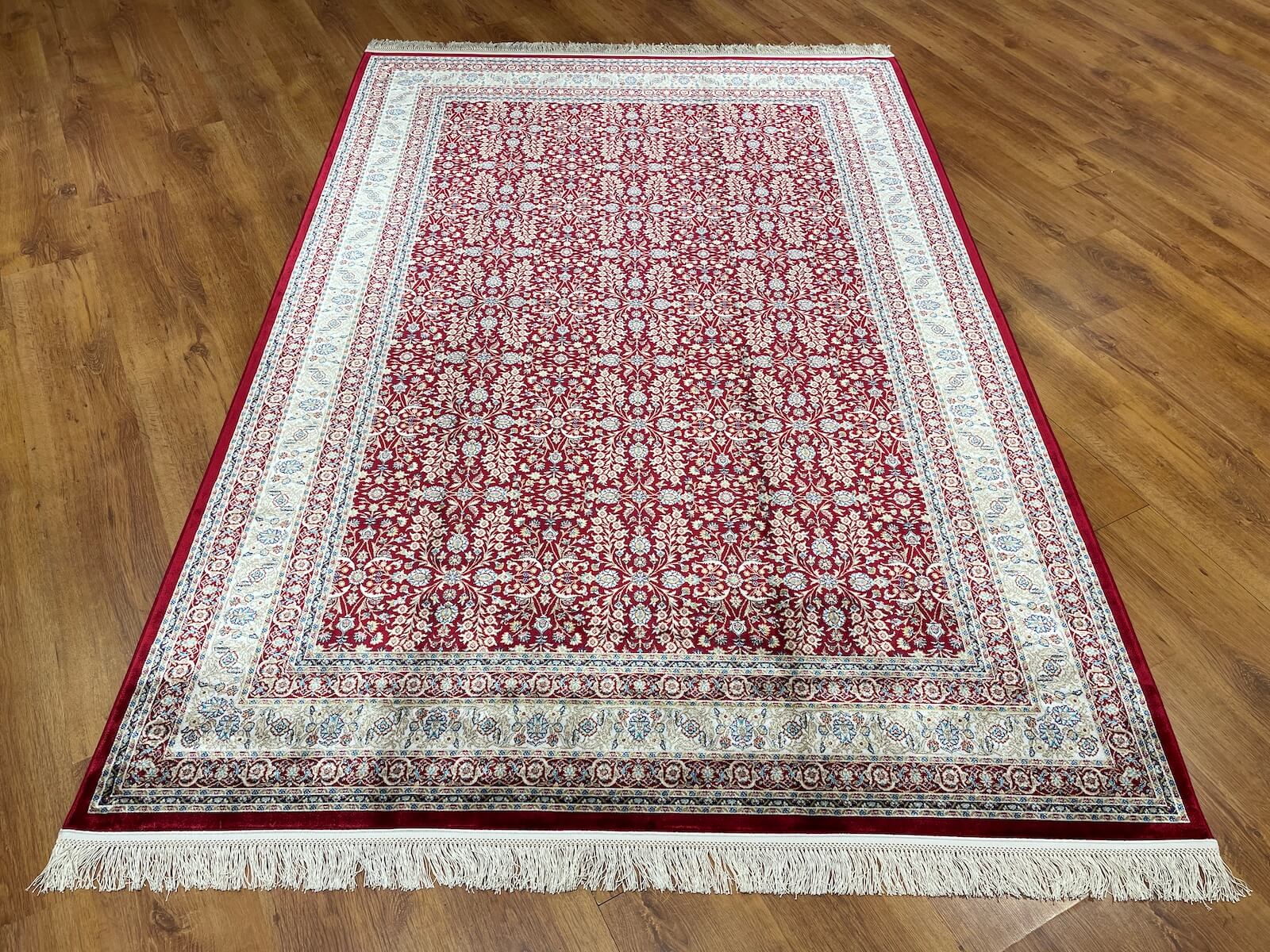 Quality Carpet Bamboo Rug 39758F Red White by Camel Carpet