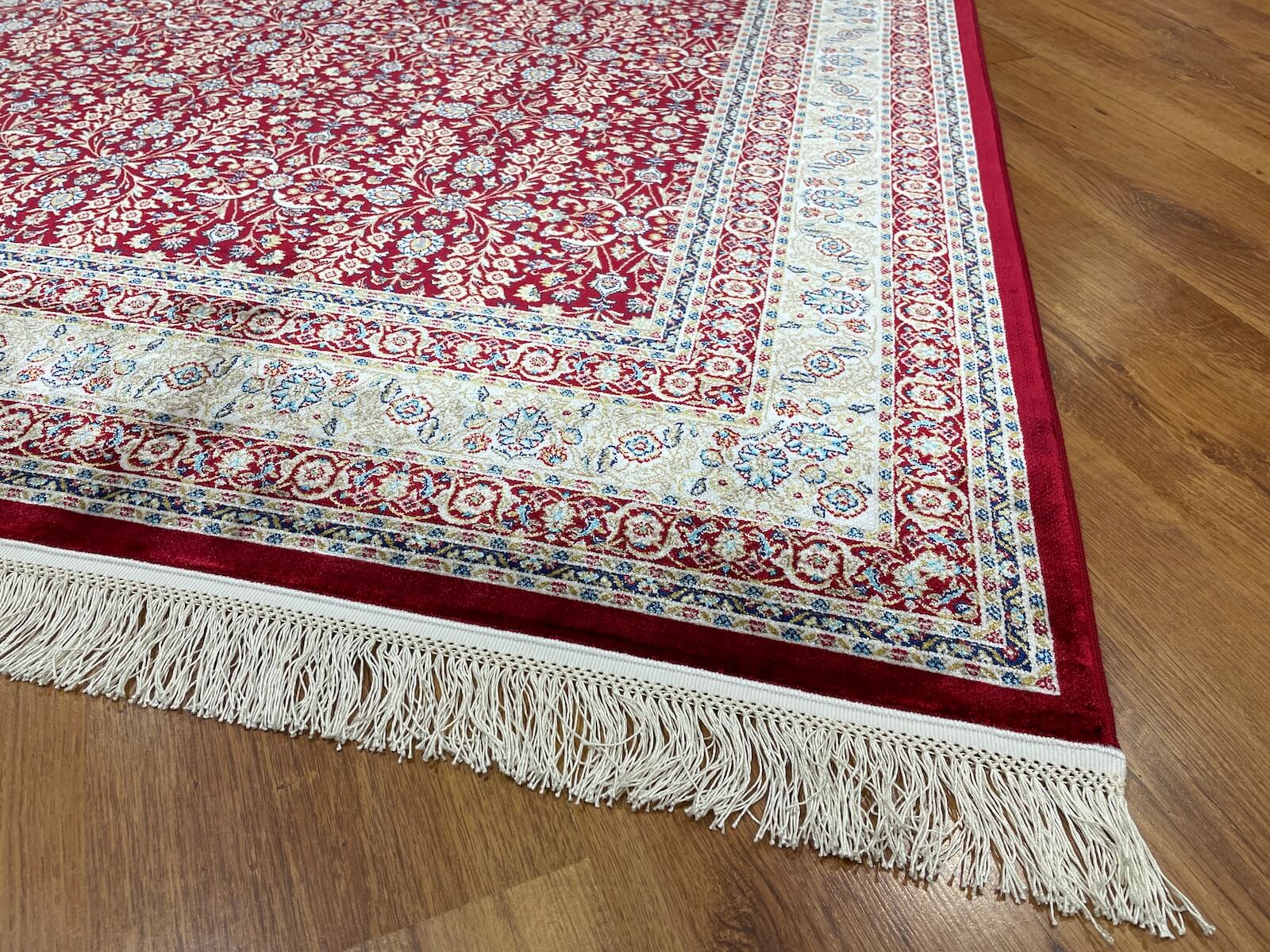 Quality Carpet Bamboo Rug 39758F Red White by Camel Carpet