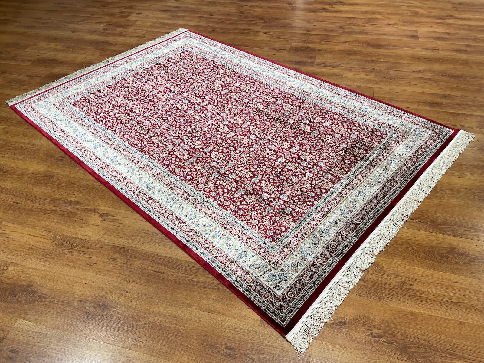 Quality Carpet Bamboo Rug 39758F Red White by Camel Carpet