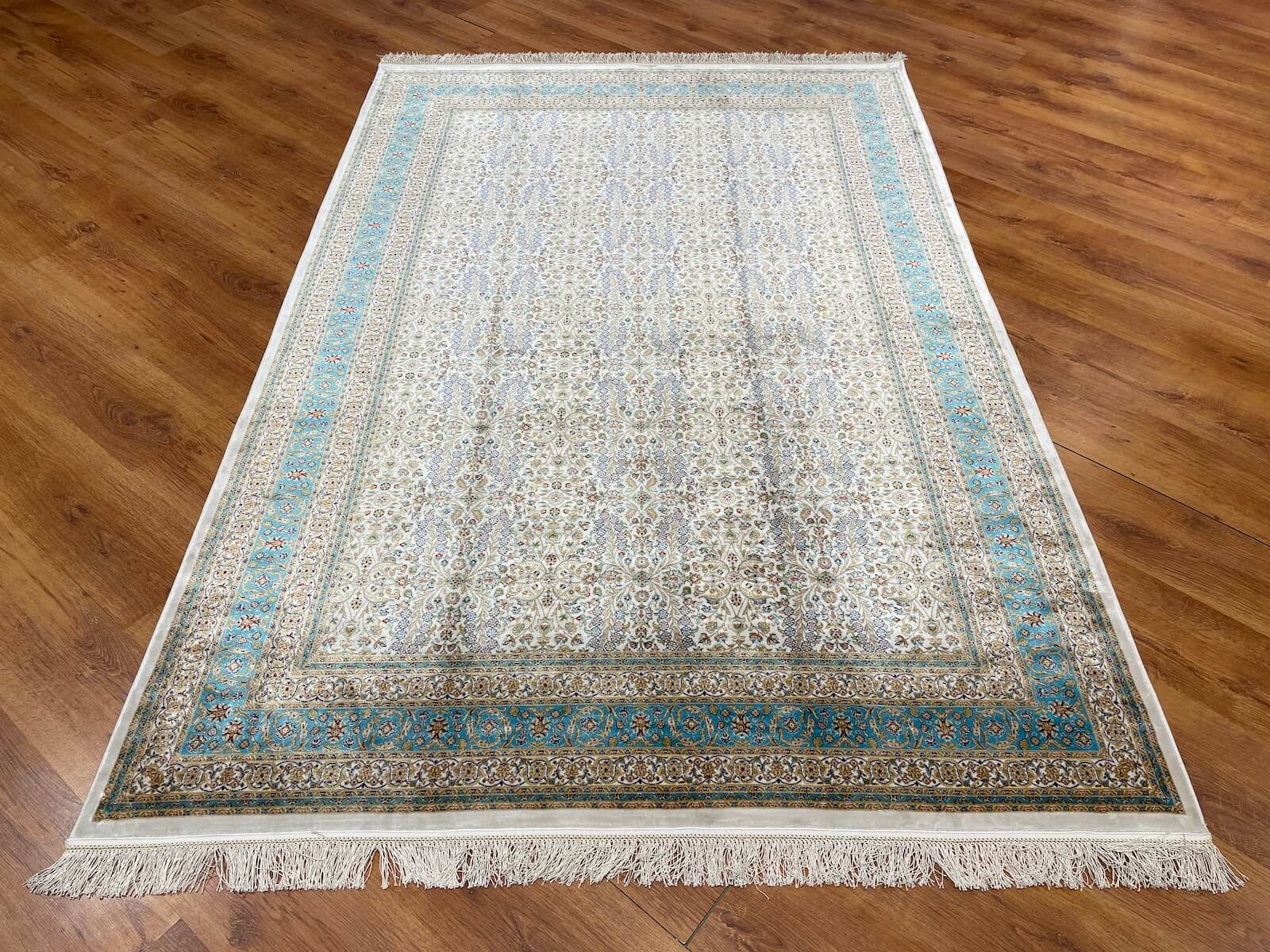 Quality Carpet Bamboo Rug 39758G Turkuaz by Camel Carpet