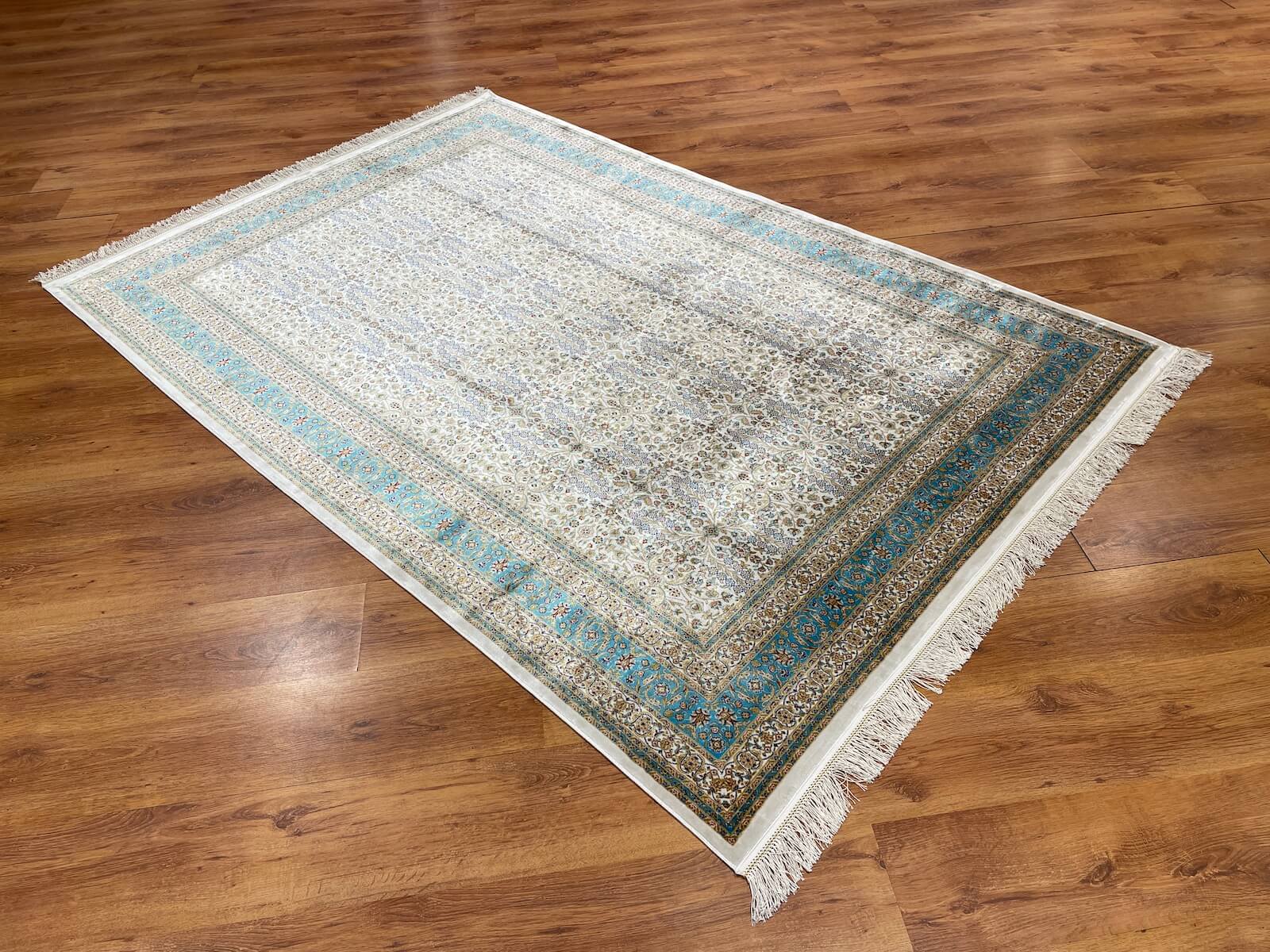 Quality Carpet Bamboo Rug 39758G Turkuaz by Camel Carpet