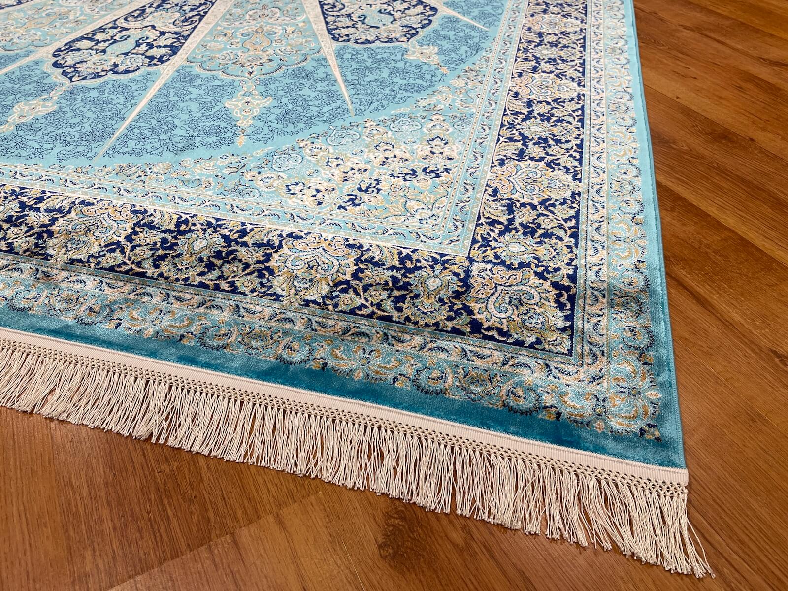 Quality Carpet Bamboo Rug 39811D Turkuaz by Camel Carpet