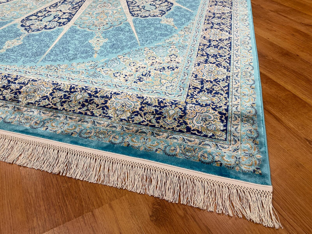 Quality Carpet Bamboo Rug 39811D Turkuaz by Camel Carpet