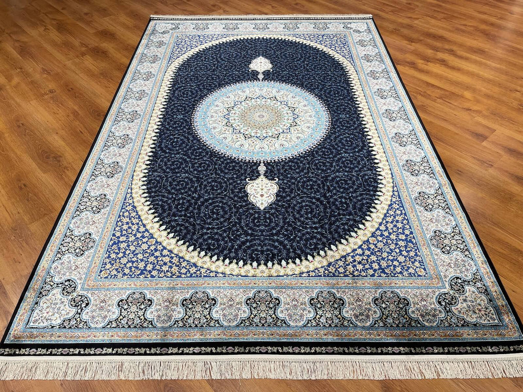 Quality Carpet Bamboo Rug 39867F Navy by Camel Carpet