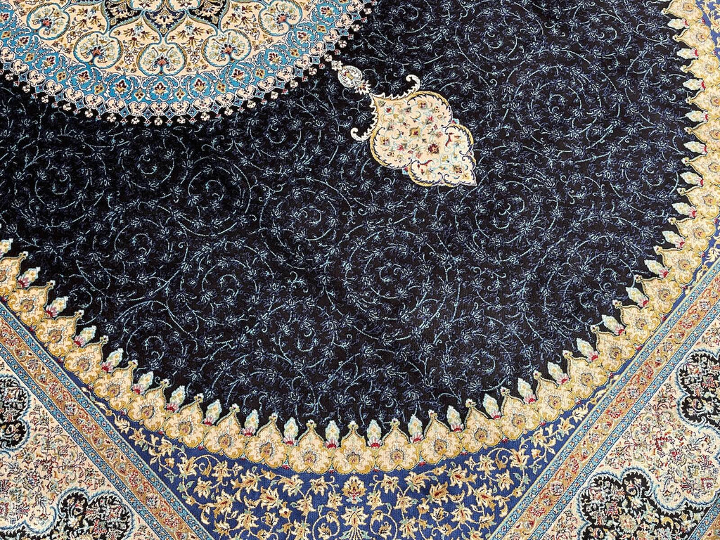 Quality Carpet Bamboo Rug 39867F Navy by Camel Carpet