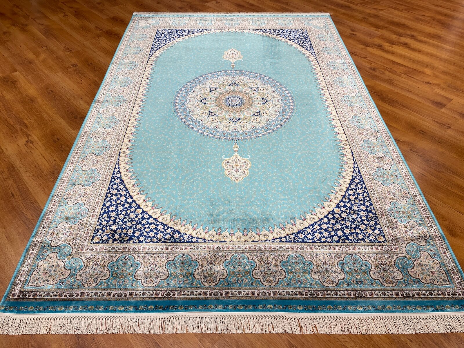Quality Carpet Bamboo Rug 39867F Turkuaz by Camel Carpet