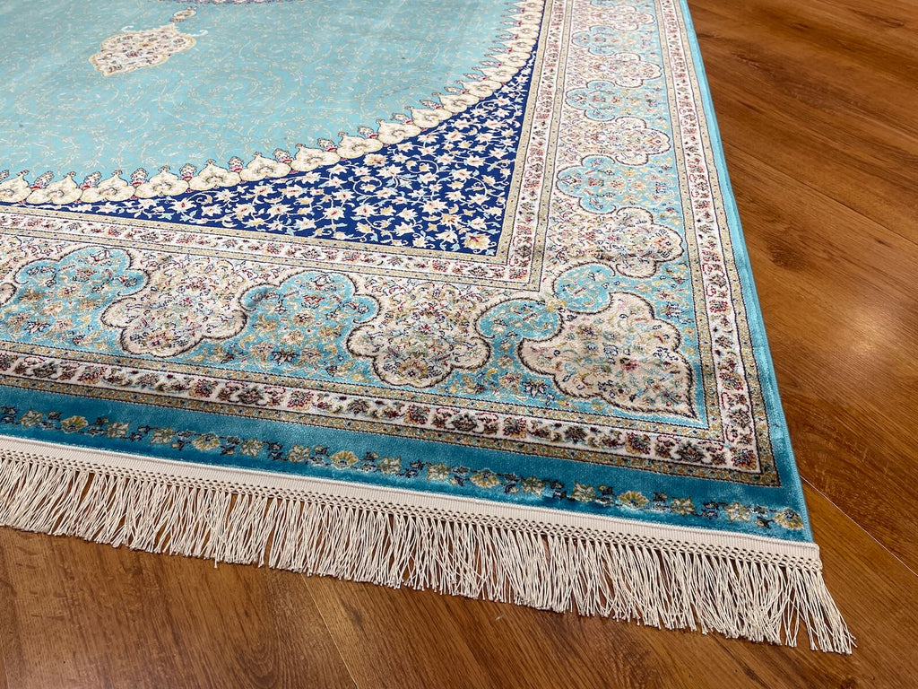 Quality Carpet Bamboo Rug 39867F Turkuaz by Camel Carpet