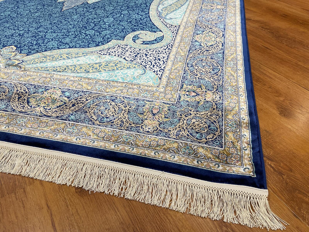 Quality Carpet Bamboo Rug 40014B Navy by Camel Carpet