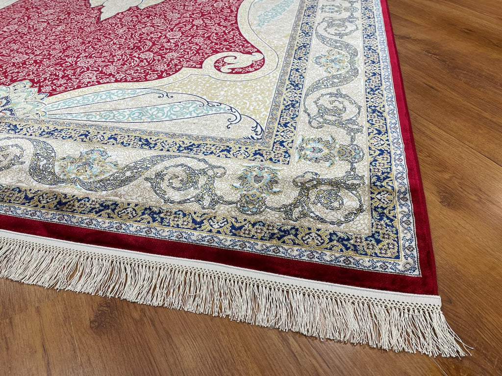 Quality Carpet Bamboo Rug 40014B Red by Camel Carpet