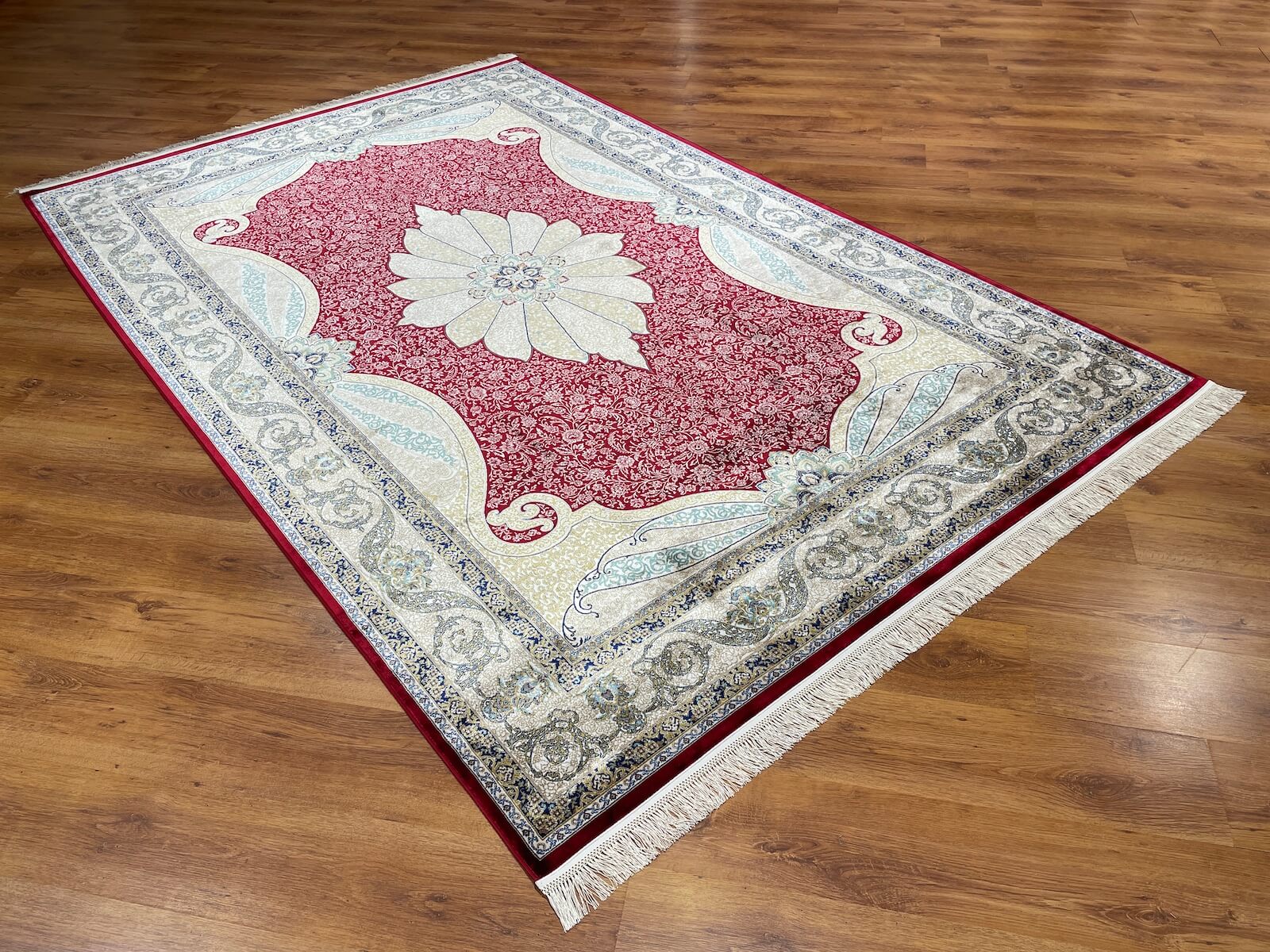 Quality Carpet Bamboo Rug 40014B Red by Camel Carpet