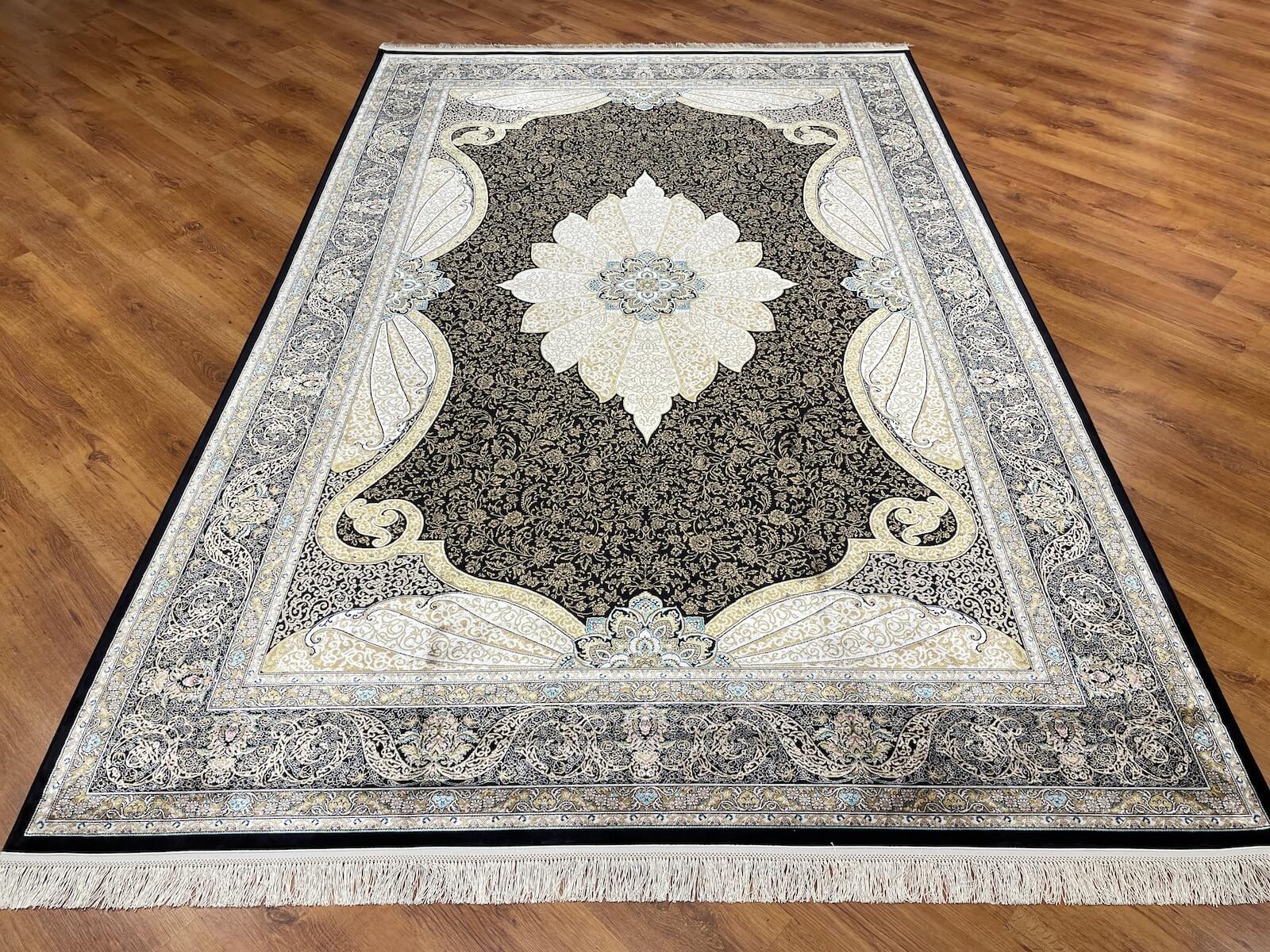 Quality Carpet Bamboo Rug 40014E Navy by Camel Carpet