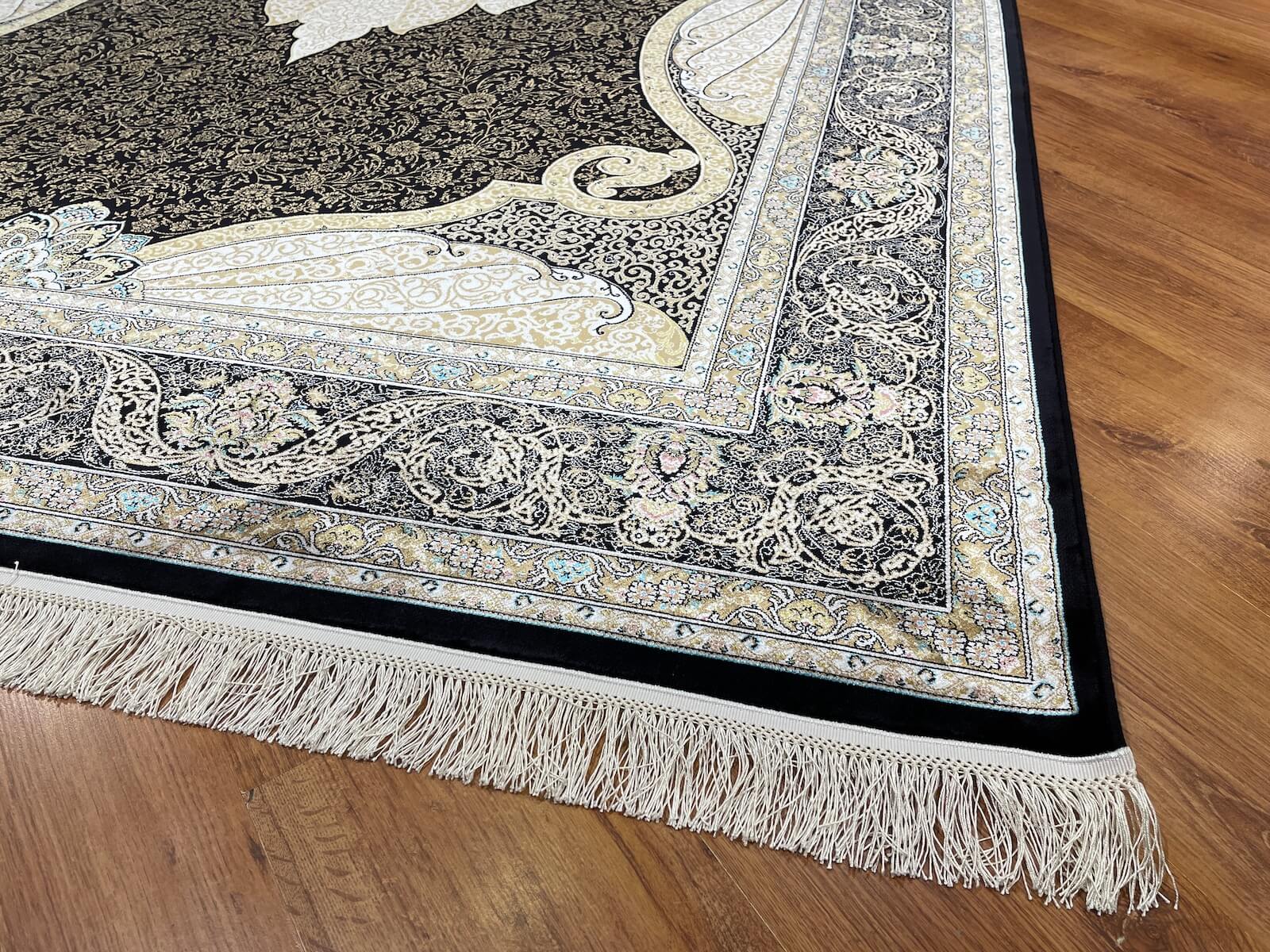 Quality Carpet Bamboo Rug 40014E Navy by Camel Carpet