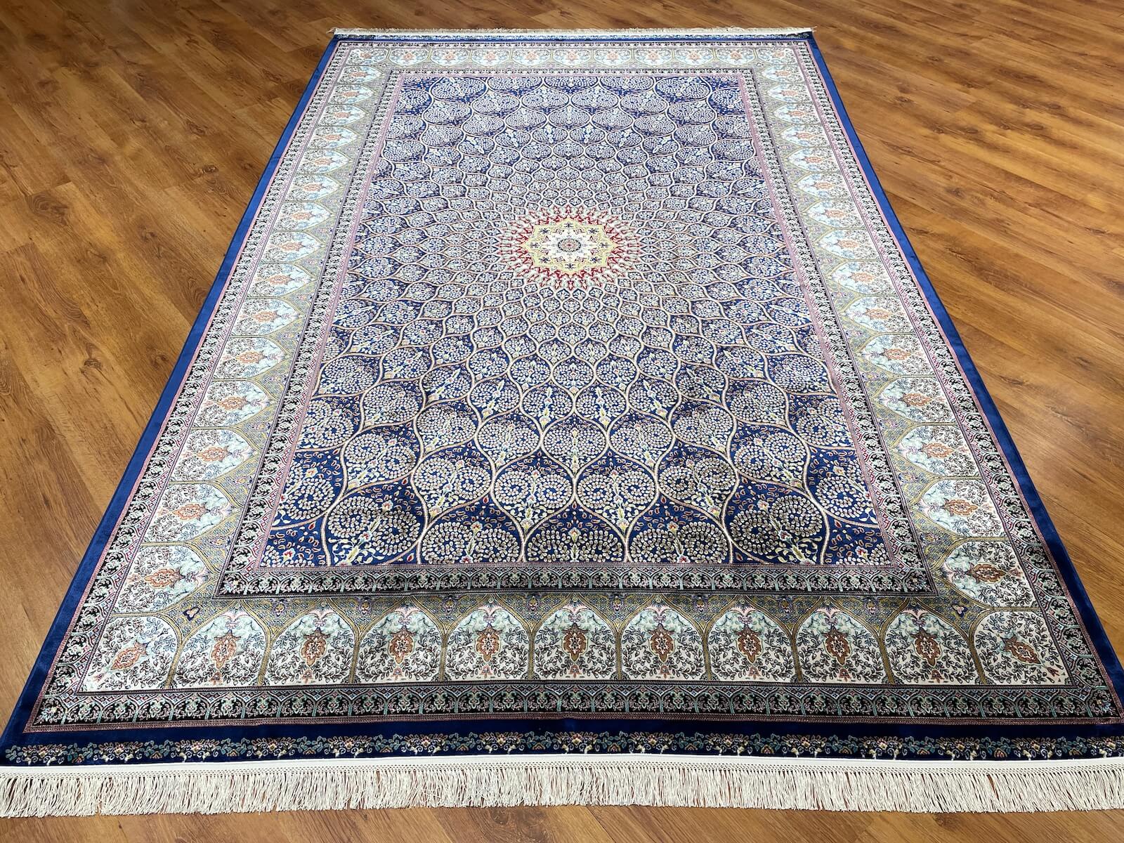 Quality Carpet Bamboo Rug 40445A Navy by Camel Carpet