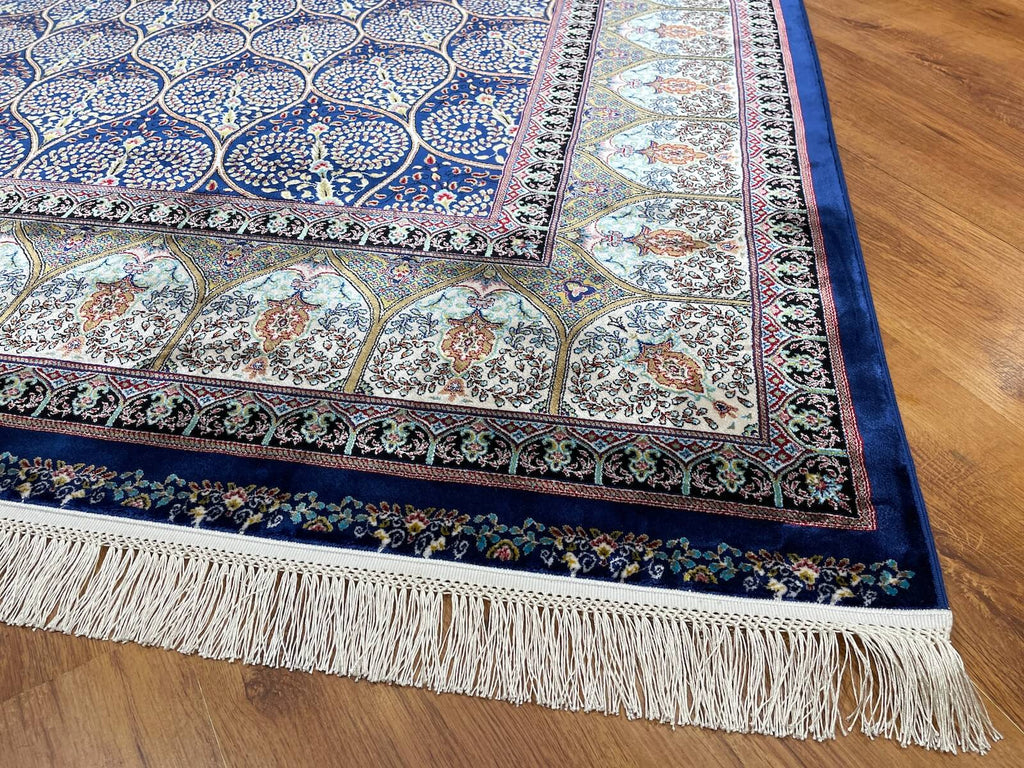 Quality Carpet Bamboo Rug 40445A Navy by Camel Carpet