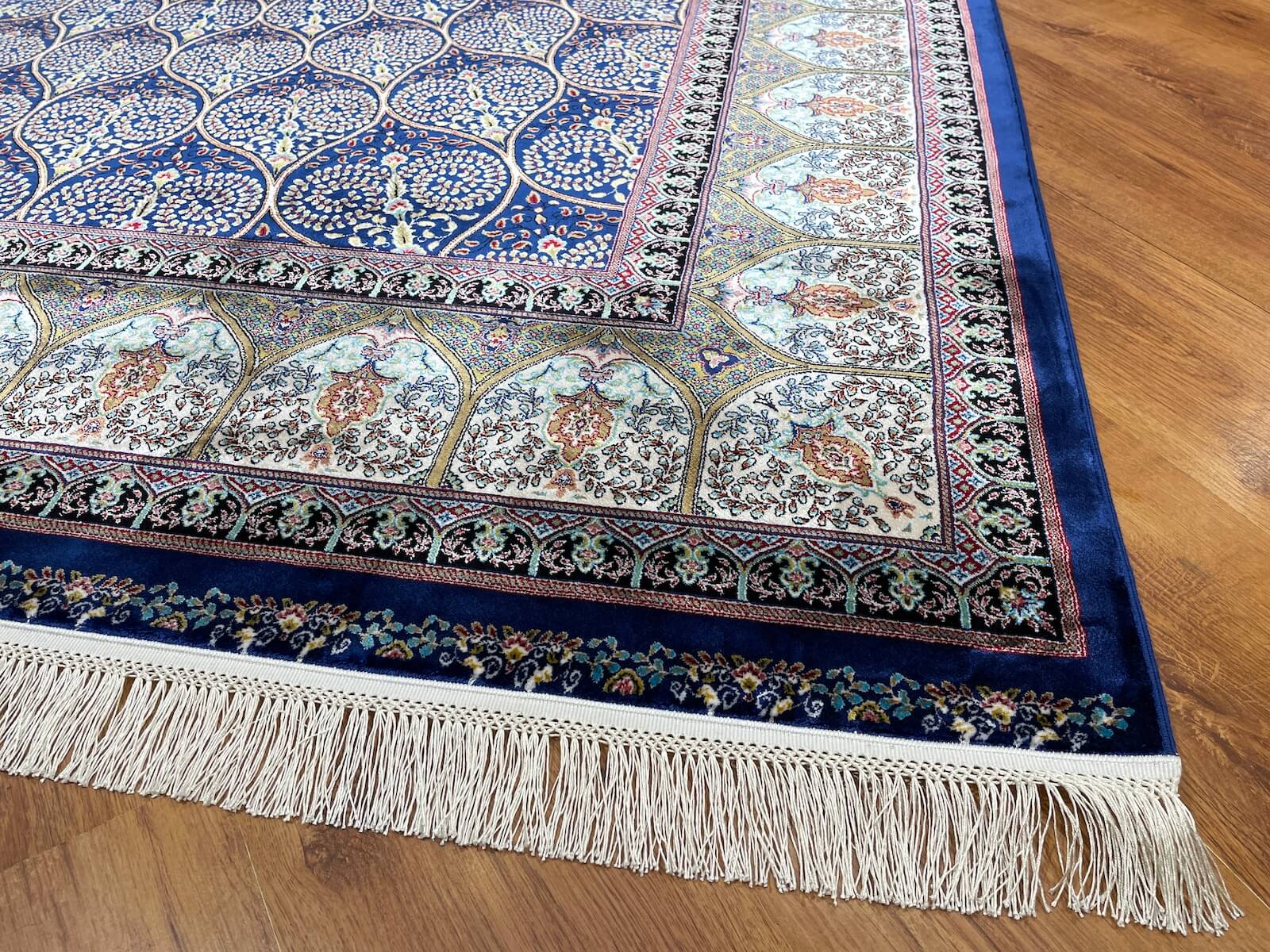 Quality Carpet Bamboo Rug 40445A Navy by Camel Carpet