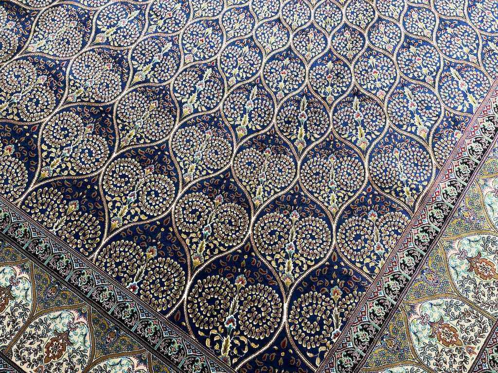 Quality Carpet Bamboo Rug 40445A Navy by Camel Carpet