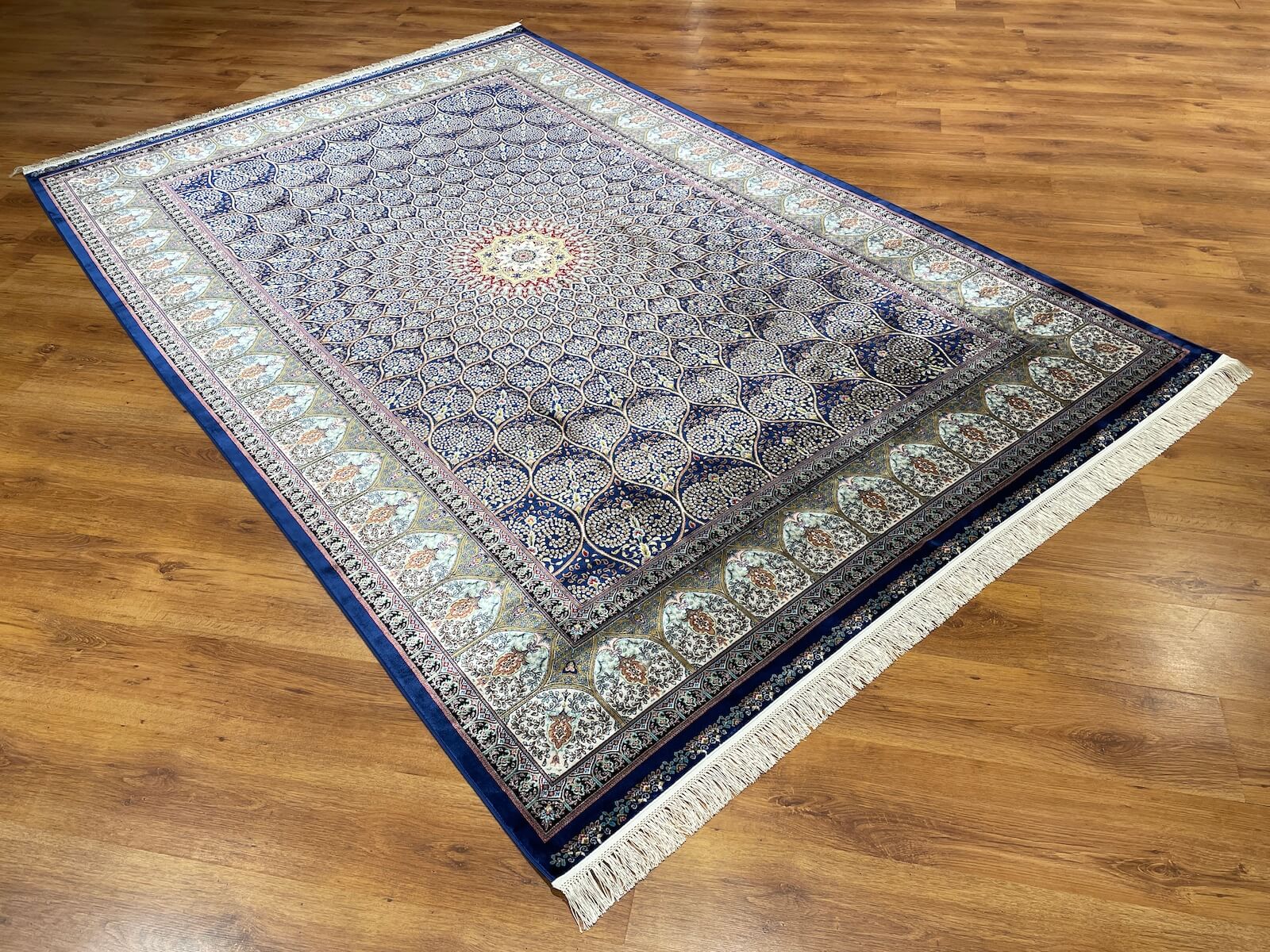 Quality Carpet Bamboo Rug 40445A Navy by Camel Carpet