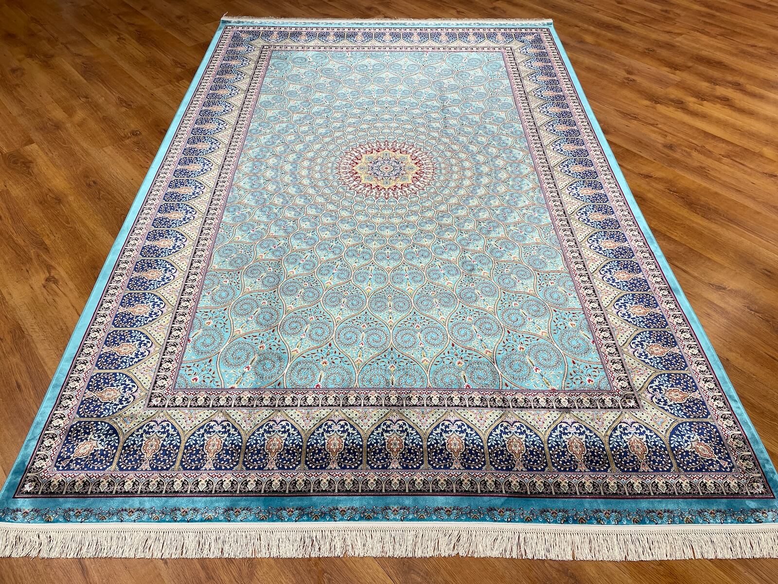 Quality Carpet Bamboo Rug 40445A Turkuaz by Camel Carpet