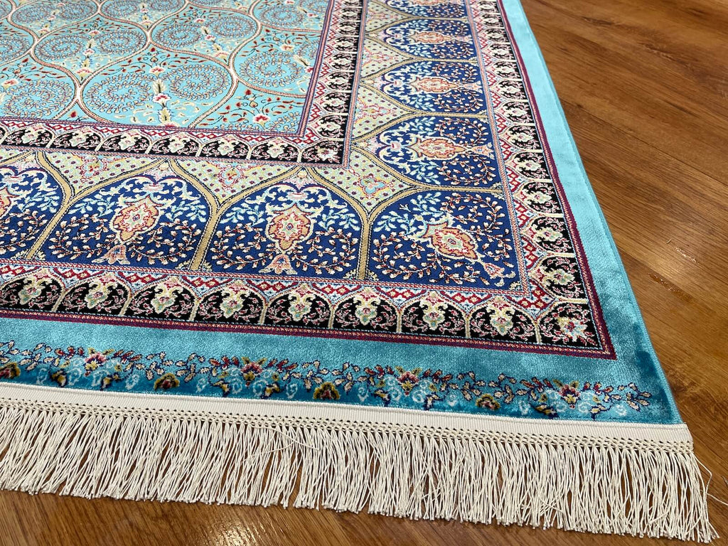 Quality Carpet Bamboo Rug 40445A Turkuaz by Camel Carpet